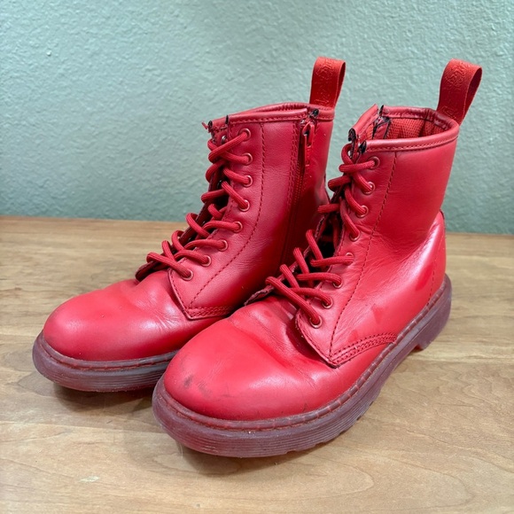 Dr. Martens Other - Dr. Marten's Red Kids Combat Lace Up Leather Boots with Size Zipper Youth size 3